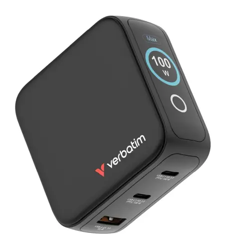 Încărcător, Verbatim Mini GaN Charger 100W cu display + cablu 100W USB-C la USB-C (încărcare și transfer de date) Gri - 4