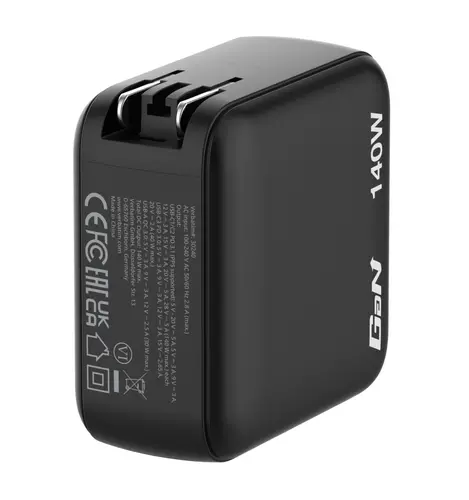 Φορτιστής, Verbatim Mini GaN Charger 140W με οθόνη + καλώδιο 140W USB-C σε USB-C (φόρτιση και μεταφορά δεδομένων) Γκρι - 3