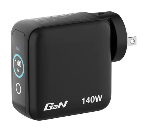 Φορτιστής, Verbatim Mini GaN Charger 140W με οθόνη + καλώδιο 140W USB-C σε USB-C (φόρτιση και μεταφορά δεδομένων) Γκρι - 4
