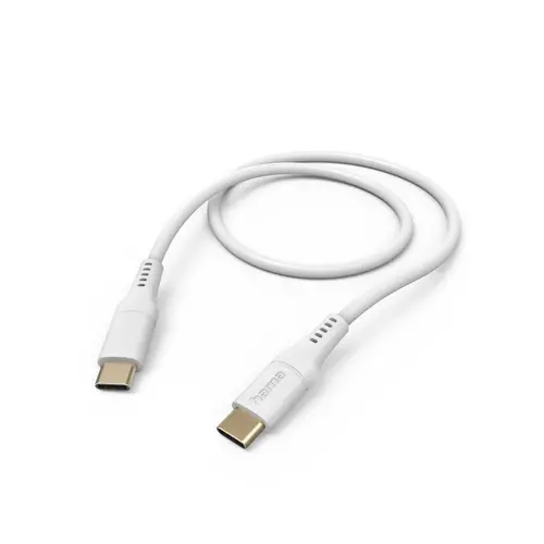 HAMA Cablu de încărcare "Flexible", USB-C - USB-C, 1.5 m, din silicon, alb - 1