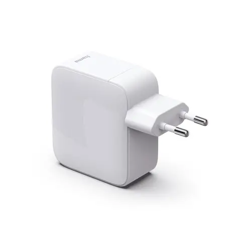 HAMA Бързо зарядно, 30 W, GaN, 2x USB-C, с разтегателен кабел 0.7м, бял - image 2