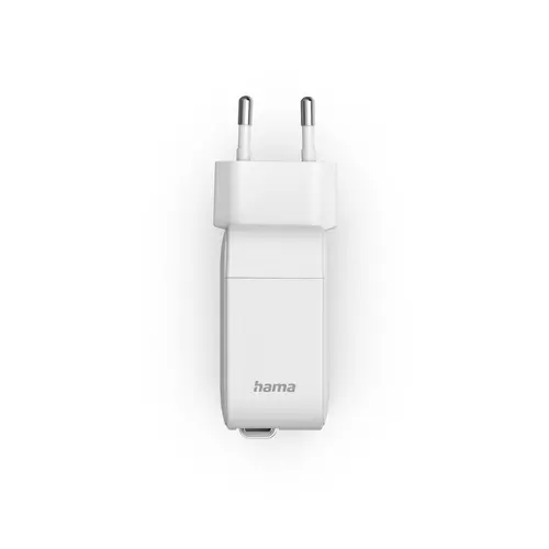 HAMA Încărcător rapid, 30 W, GaN, 2x USB-C, cu cablu extensibil 0.7m, alb - 4