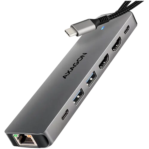 AXAGON HMC-7HX2 USB-C 3.2 Gen 1 hub, 2x USB-A + 1x USB-C, 2x HDMI 4K 60Hz, GLAN, PD 100W, 15cm USB-C cable AXAGON HMC-7HX2 USB-C 3.2 Gen 1 hub, 2x USB-A + 1x USB-C, 2x HDMI 4K 60Hz, GLAN, PD 100W, 15cm USB-C cable