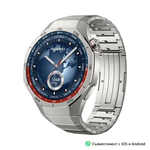 Часовник, Huawei Watch GT5 Pro Vili-B29M, 1.43", Amoled, 466x466, PPI 326, BT5.2, BLE/BR/EDR, 524mAh, 40-meter free diving, HUAWEI TruSense System, ECG analysis, Battery life up to 14 days, Compatible with iOS and Android devices, Titanium + Huawei FreeBuds SE 3