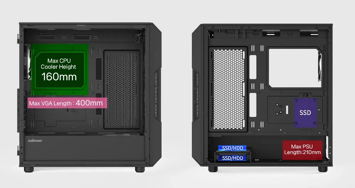 Zalman кутия Case ATX - I3 NEO V2 Black - RGB, Mesh - image 12