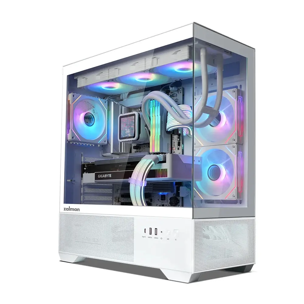 Zalman кутия Case ATX - Chronix WHITE V2 - 3 x 120 mm A-RGB, USB-C, Tempered Glass - image 1