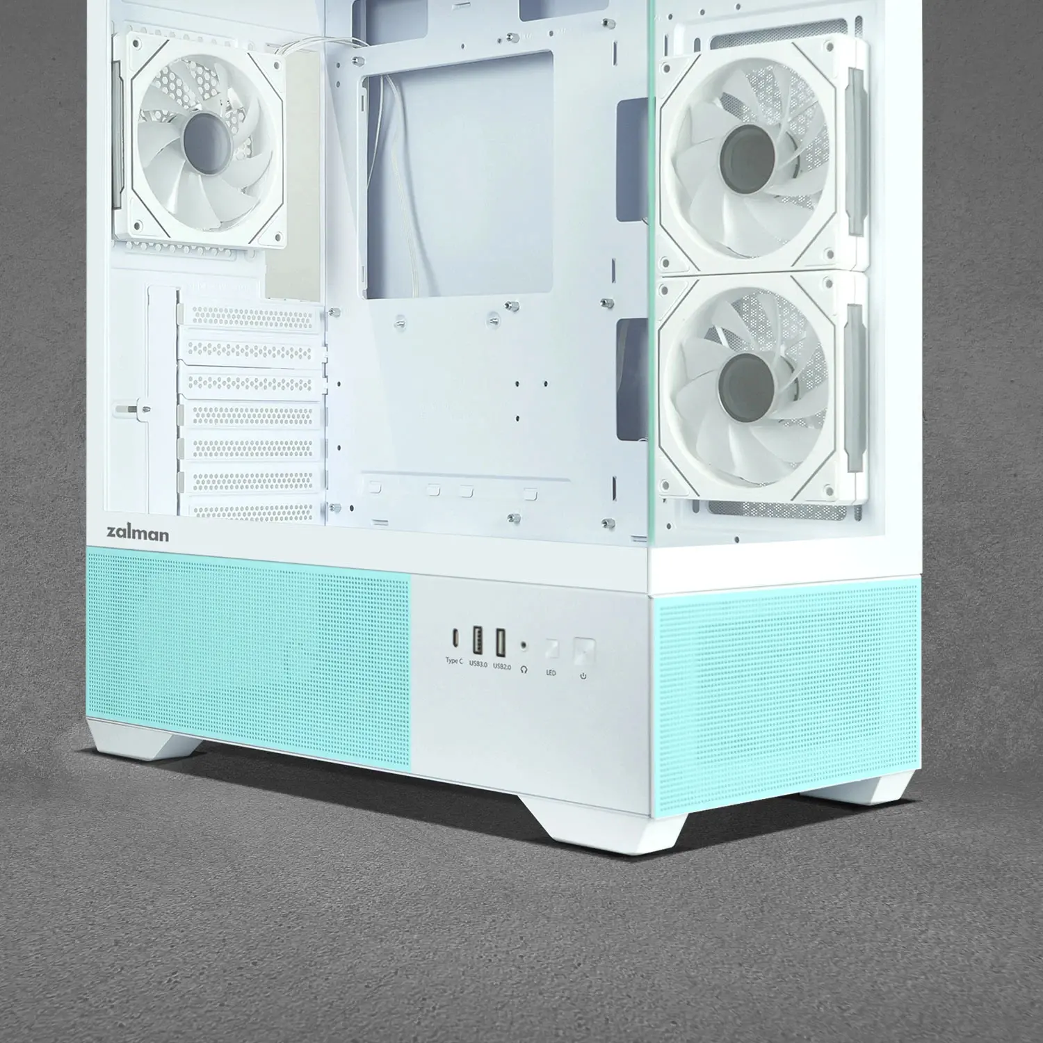 Zalman кутия Case ATX - Chronix WHITE V2 - 3 x 120 mm A-RGB, USB-C, Tempered Glass - image 10