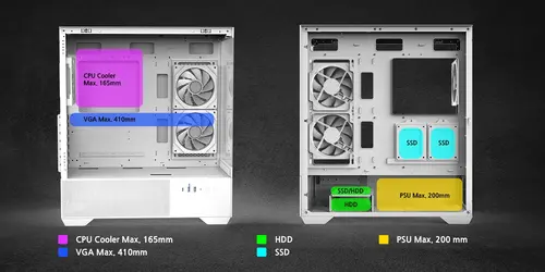 Zalman кутия Case ATX - Chronix WHITE V2 - 3 x 120 mm A-RGB, USB-C, Tempered Glass - image 12