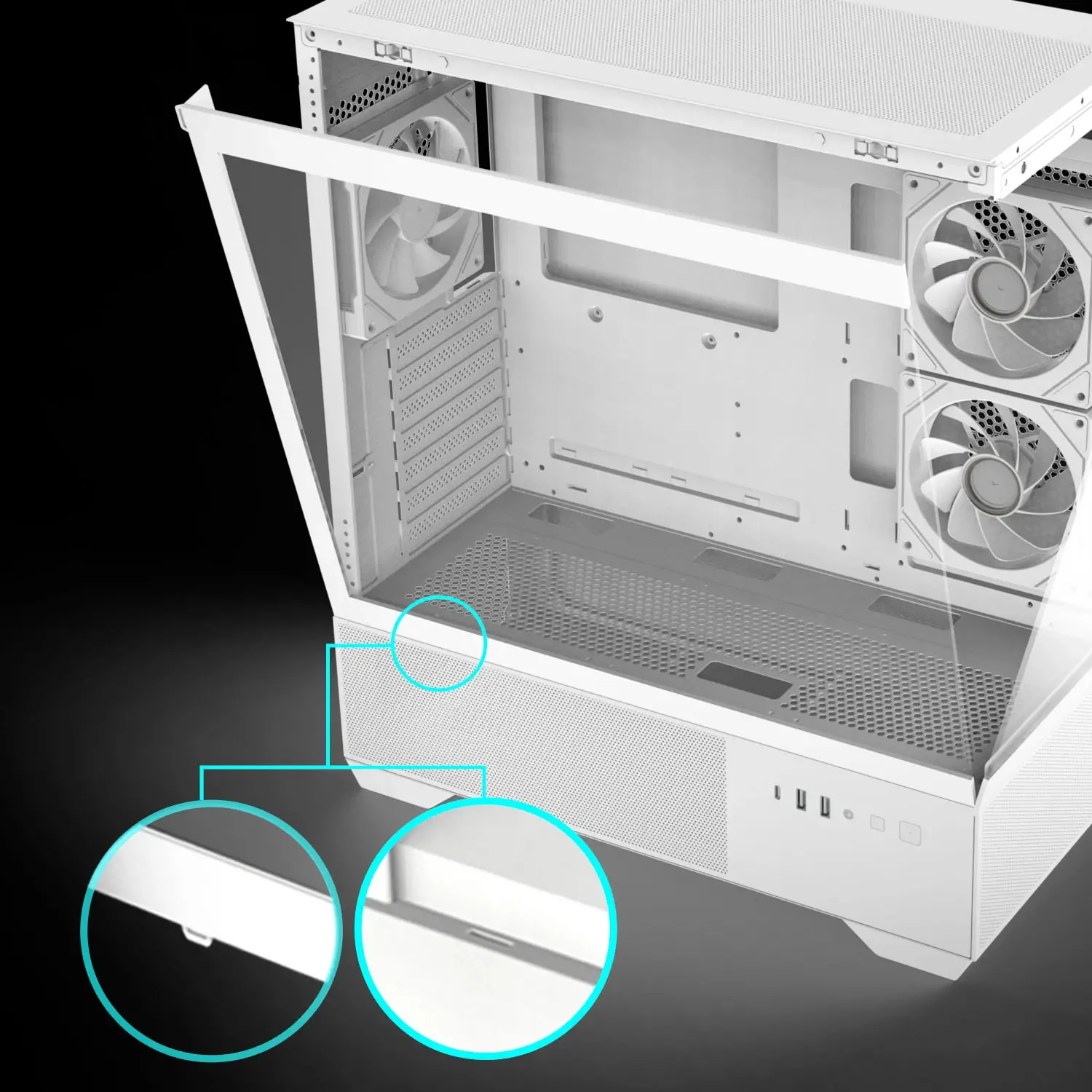 Zalman кутия Case ATX - Chronix WHITE V2 - 3 x 120 mm A-RGB, USB-C, Tempered Glass - image 13