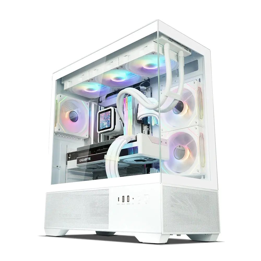 Zalman кутия Case ATX - Chronix WHITE V2 - 3 x 120 mm A-RGB, USB-C, Tempered Glass - image 2