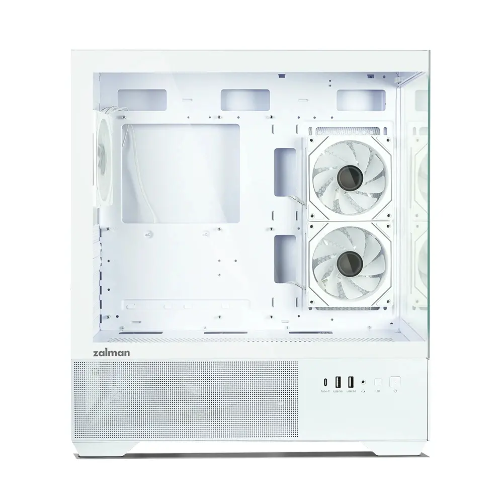 Zalman кутия Case ATX - Chronix WHITE V2 - 3 x 120 mm A-RGB, USB-C, Tempered Glass - image 5