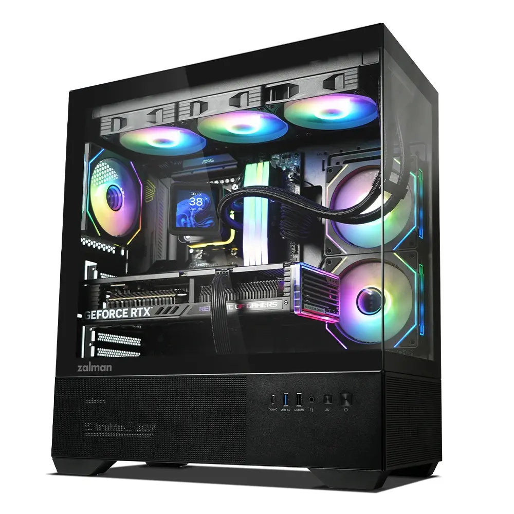 Zalman кутия Case ATX - Chronix BLACK V2 - 3 x 120 mm A-RGB, USB-C, Tempered Glass - image 1