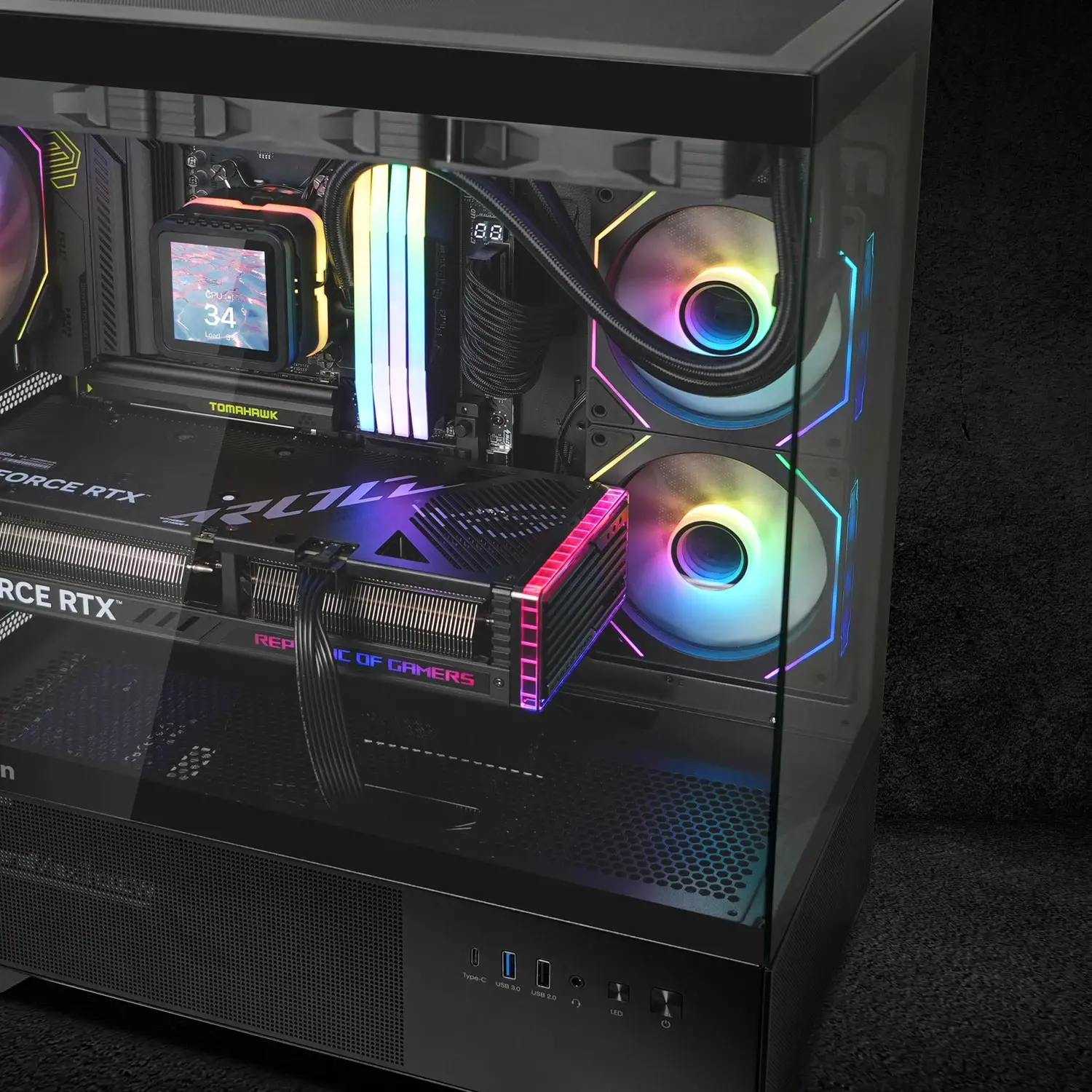 Zalman кутия Case ATX - Chronix BLACK V2 - 3 x 120 mm A-RGB, USB-C, Tempered Glass - image 11