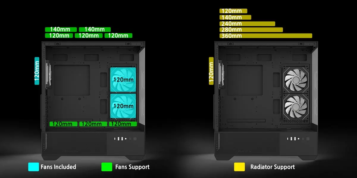 Zalman кутия Case ATX - Chronix BLACK V2 - 3 x 120 mm A-RGB, USB-C, Tempered Glass - image 13