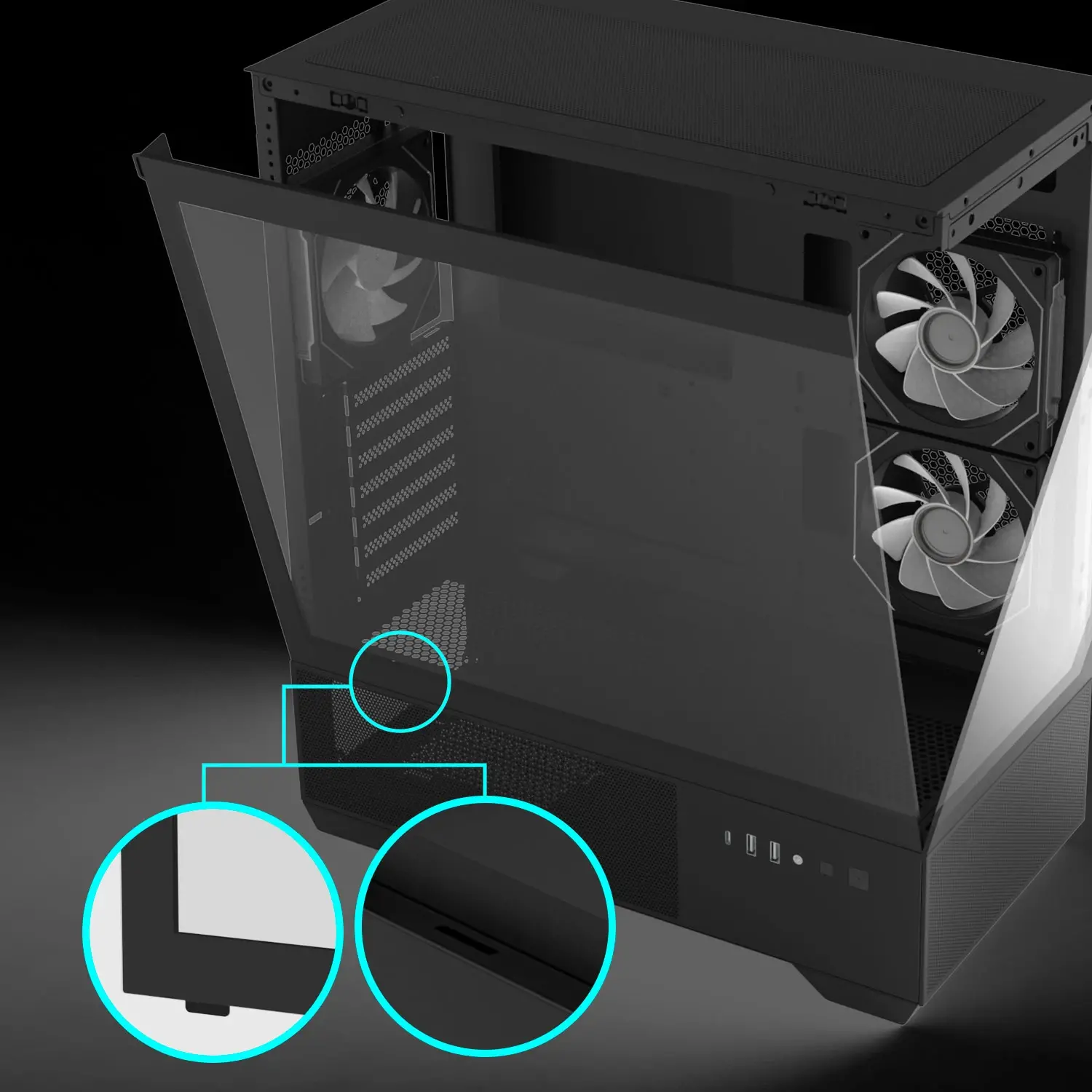 Zalman кутия Case ATX - Chronix BLACK V2 - 3 x 120 mm A-RGB, USB-C, Tempered Glass - image 19