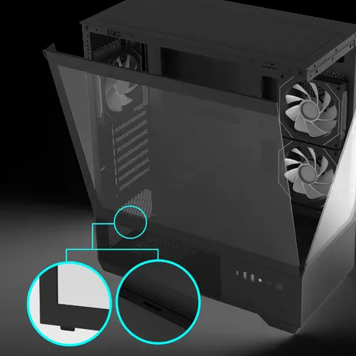 Zalman кутия Case ATX - Chronix BLACK V2 - 3 x 120 mm A-RGB, USB-C, Tempered Glass - image 19