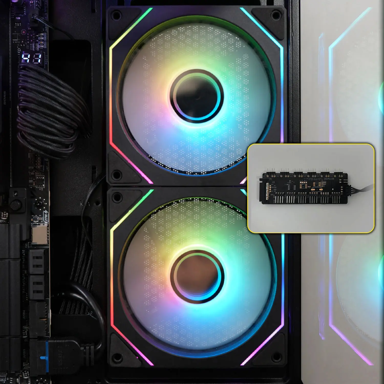 Zalman кутия Case ATX - Chronix BLACK V2 - 3 x 120 mm A-RGB, USB-C, Tempered Glass - image 20