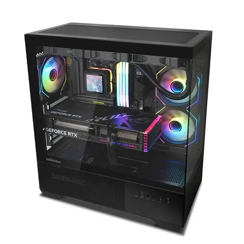 Zalman кутия Case ATX - Chronix BLACK V2 - 3 x 120 mm A-RGB, USB-C, Tempered Glass - image 2