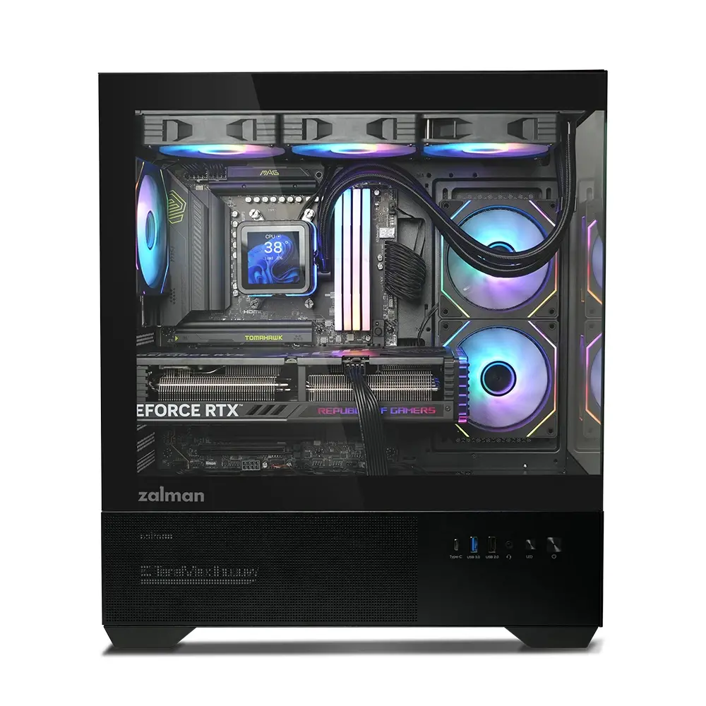 Zalman кутия Case ATX - Chronix BLACK V2 - 3 x 120 mm A-RGB, USB-C, Tempered Glass - image 3