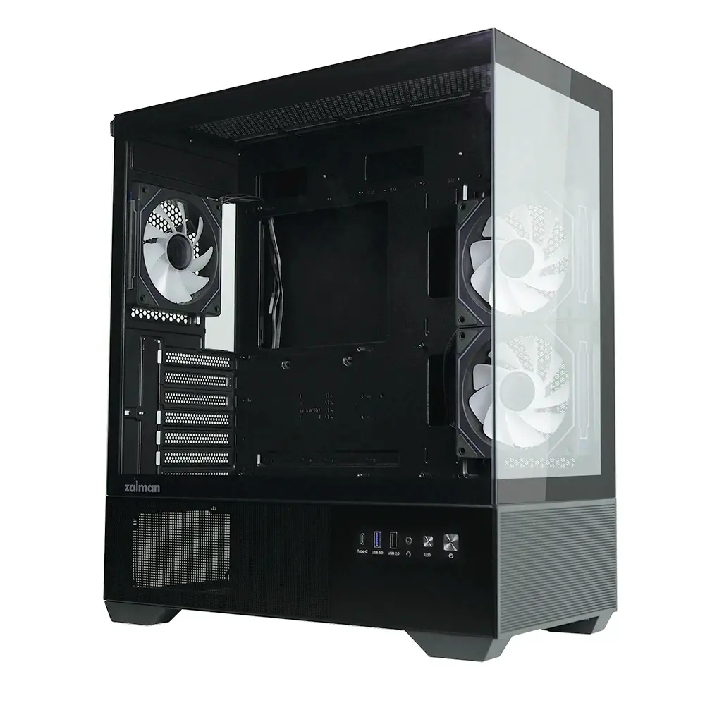 Zalman кутия Case ATX - Chronix BLACK V2 - 3 x 120 mm A-RGB, USB-C, Tempered Glass - image 7