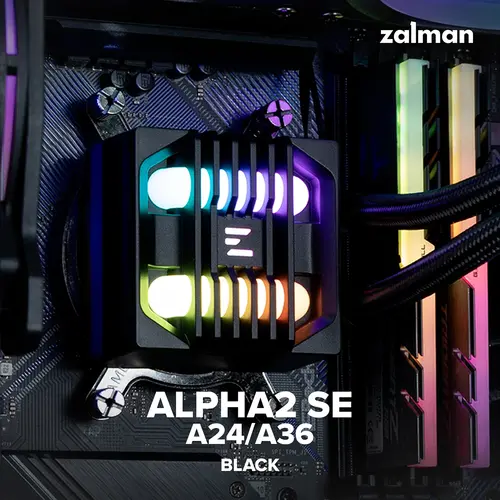 Zalman водно охлаждане Water Cooling ALPHA2 SE A36 Black - Addressable RGB - LGA1851/AM5 - image 12