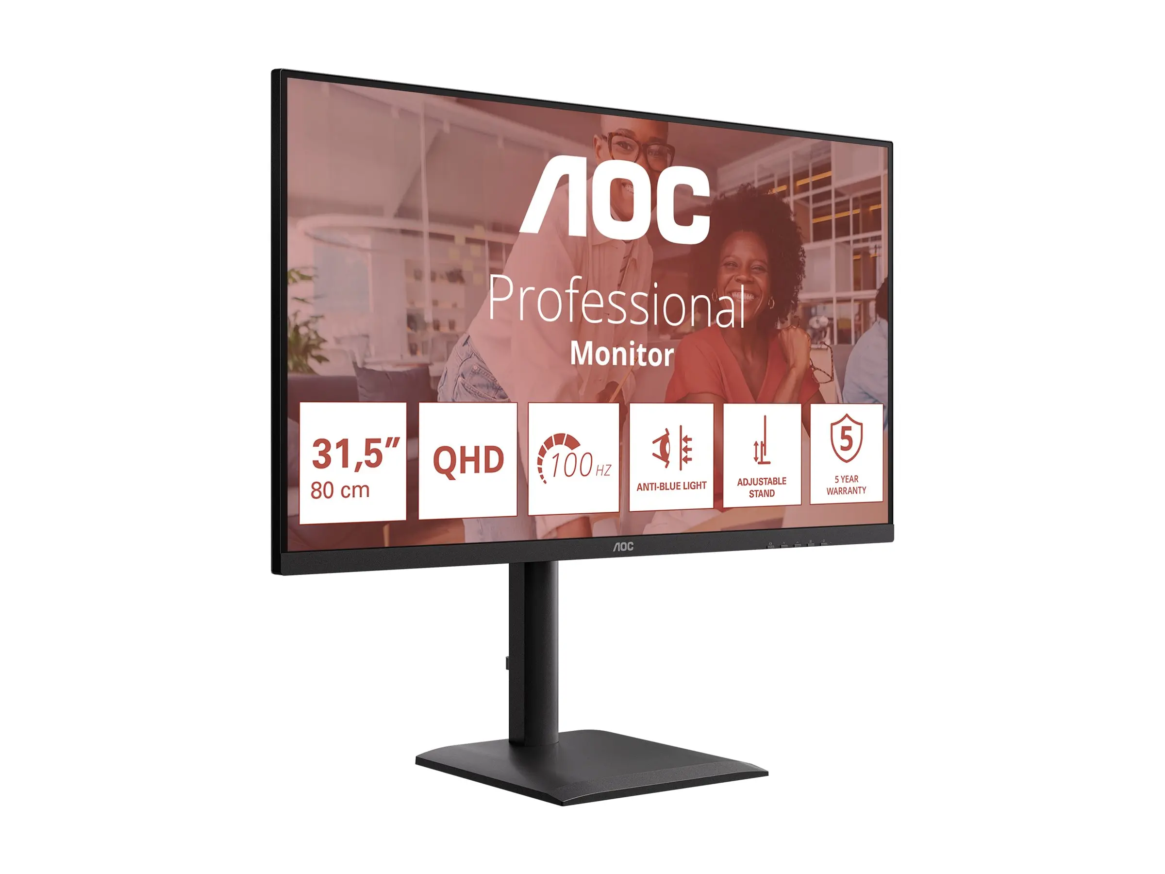 Монитор, AOC Q32E4U, 31.5" IPS WLED, 2560x1440@100Hz, 4ms GtG, 350cd m/2, 1000:1, 20M:1 DCR, Adaptive Sync, FlickerFree, Anti Blue Mode, 3Wx2, Tilt, Height Adjust, Pivot, Swivel, 2xHDMI, DP, USB Hub - image 9