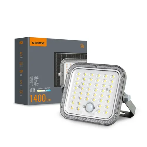 PROIECTOR LED AUTONOM CU PANOU SOLAR ȘI SENZOR DE MIȘCARE VL-FSO4-205-S 20W/5K VIDEX - 1