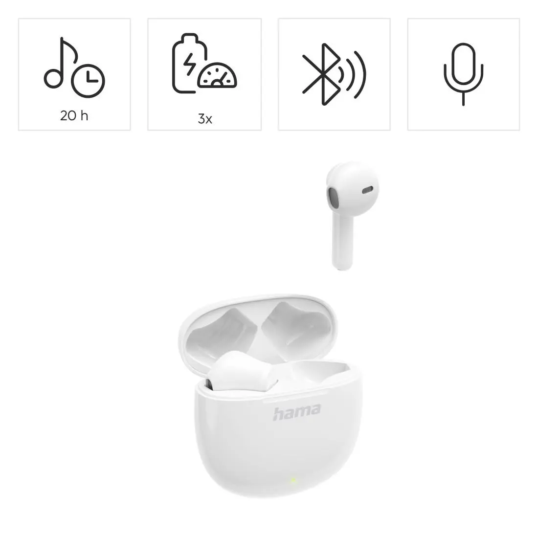 Hama Căști Bluetooth "Action One", TWS, Earbuds, alb - image 8
