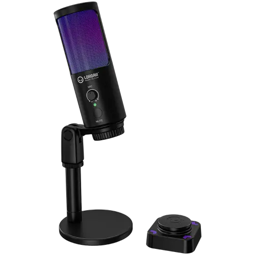 LORGAR SMP40, RGB Microphone with external mute button and metal stand, Black - image 1