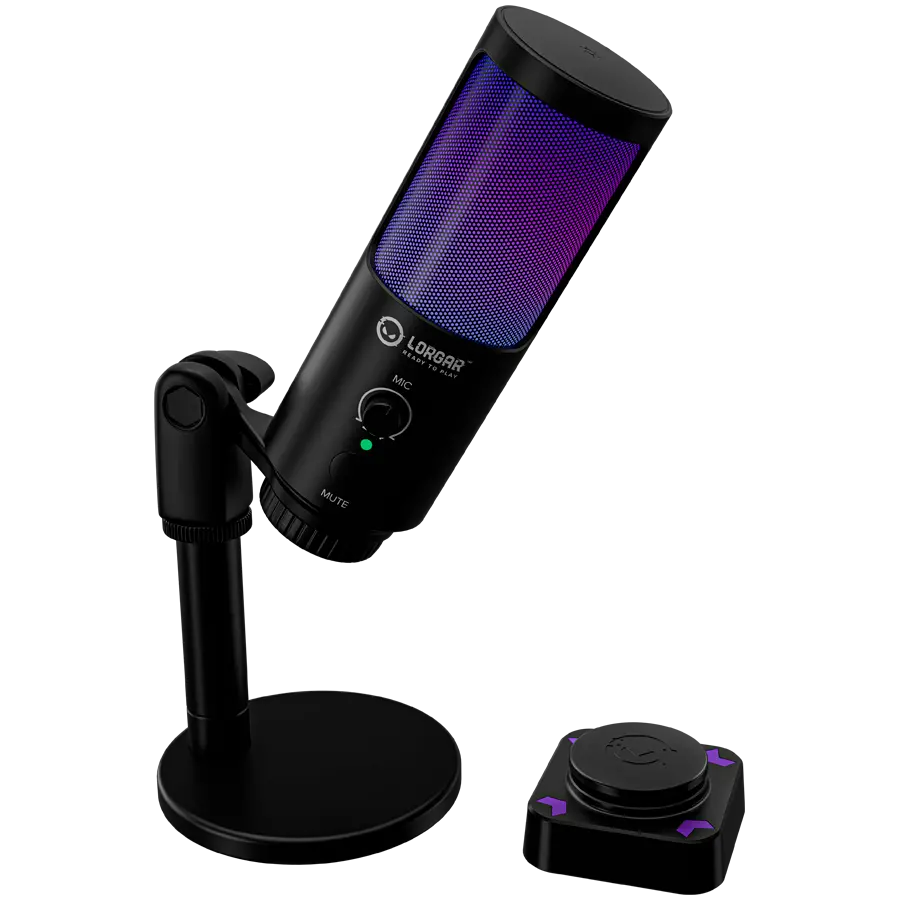 LORGAR SMP40, RGB Microphone with external mute button and metal stand, Black - image 2