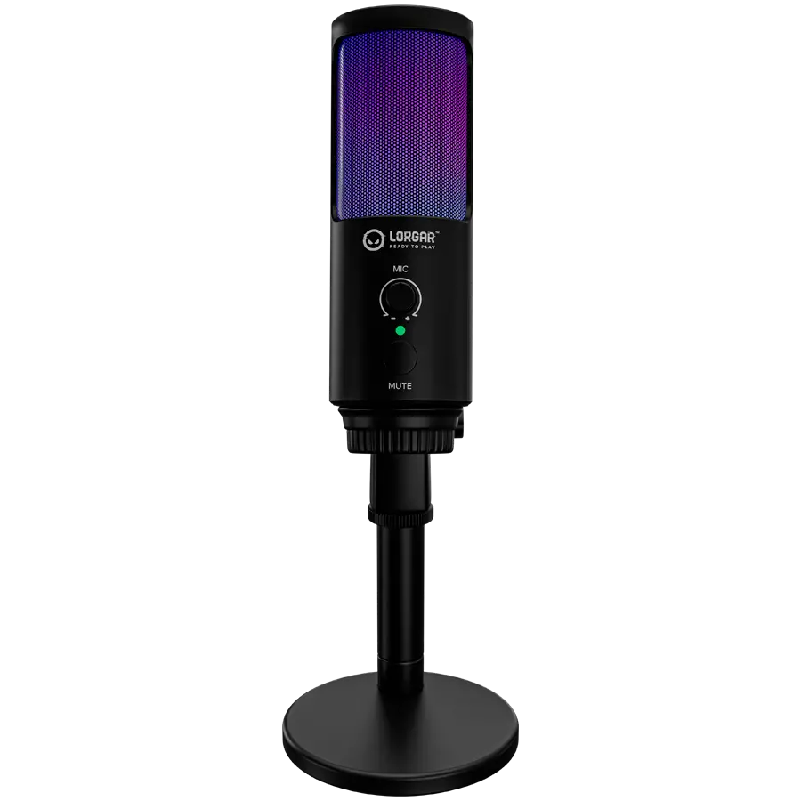 LORGAR SMP40, RGB Microphone with external mute button and metal stand, Black - image 3