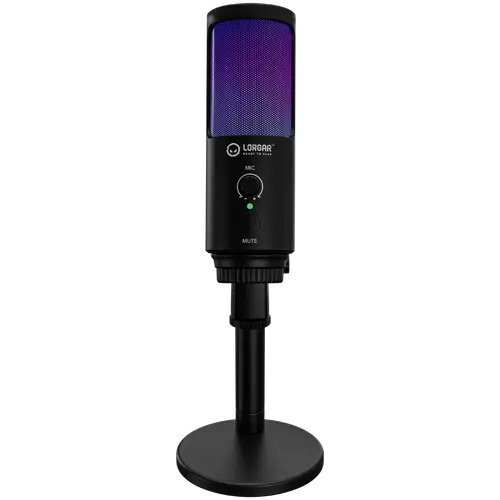 LORGAR SMP40, RGB Microphone with external mute button and metal stand, Black - image 3
