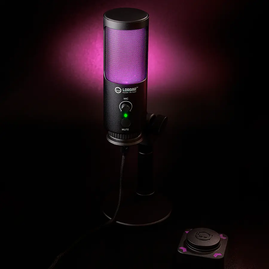 LORGAR SMP40, RGB Microphone with external mute button and metal stand, Black - image 6
