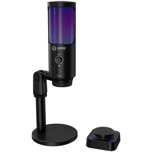 LORGAR SMP40, RGB Microphone with external mute button and metal stand, Black LORGAR SMP40, RGB Microphone with external mute button and metal stand, Black