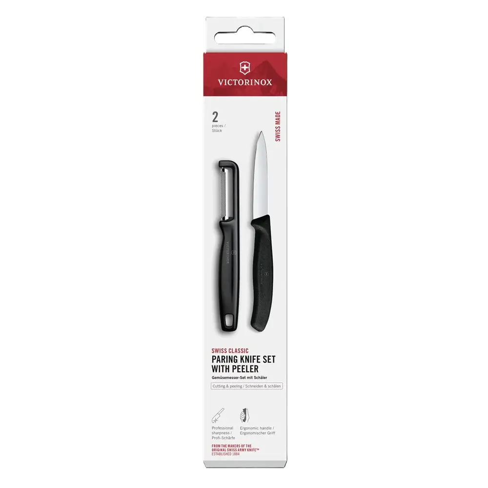 Комплект Victorinox Swiss Classic, нож и белачка, черни