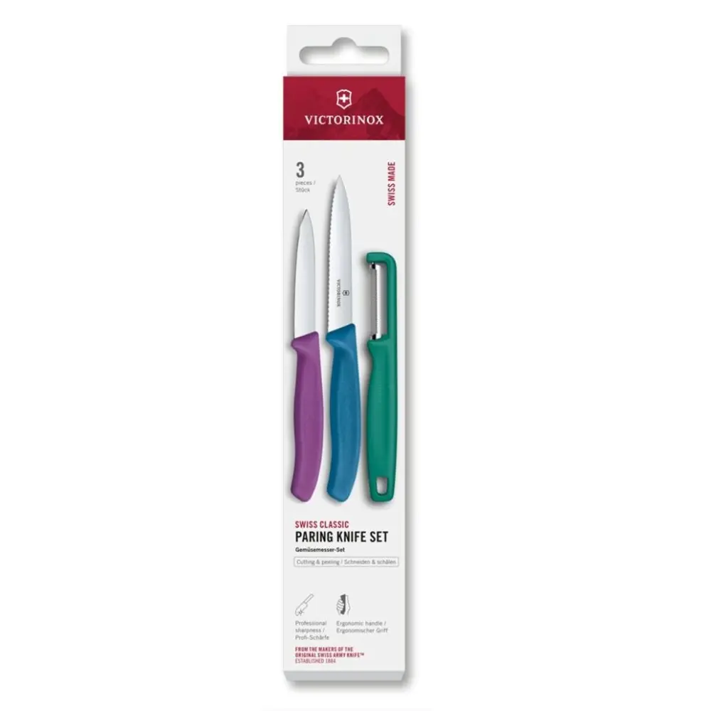 Set Victorinox Swiss Classic, curățător I, două cuțite, colorate