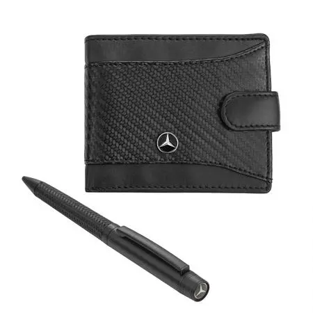 Мъжки комплект химикалка и портфейл Auto Set с логото на Mercedes - image 1