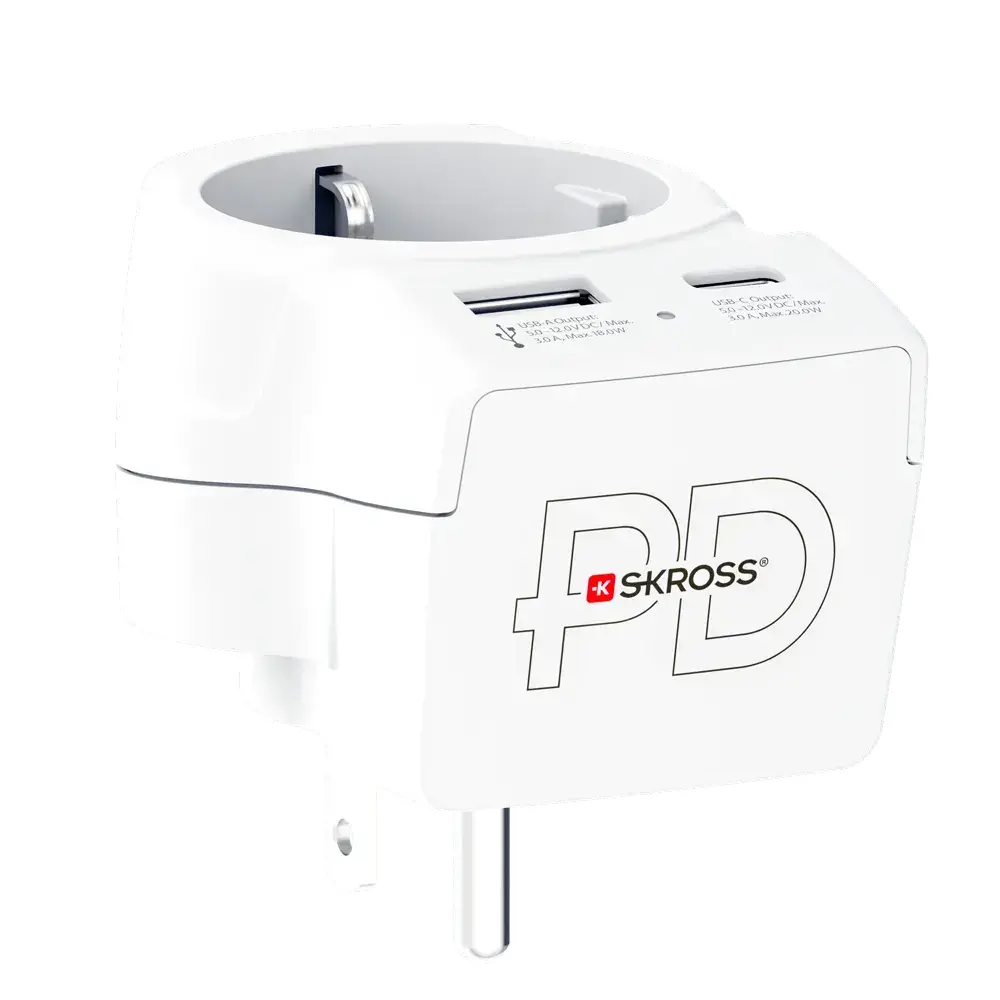 Skross универсален адаптер Europe to USA+1xUSB A/C, 20W , 1500284E - image 1