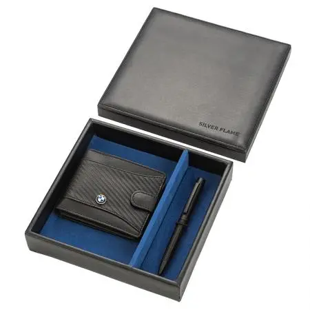 Мъжки комплект химикалка и портфейл Auto Set с логото на BMW - image 1