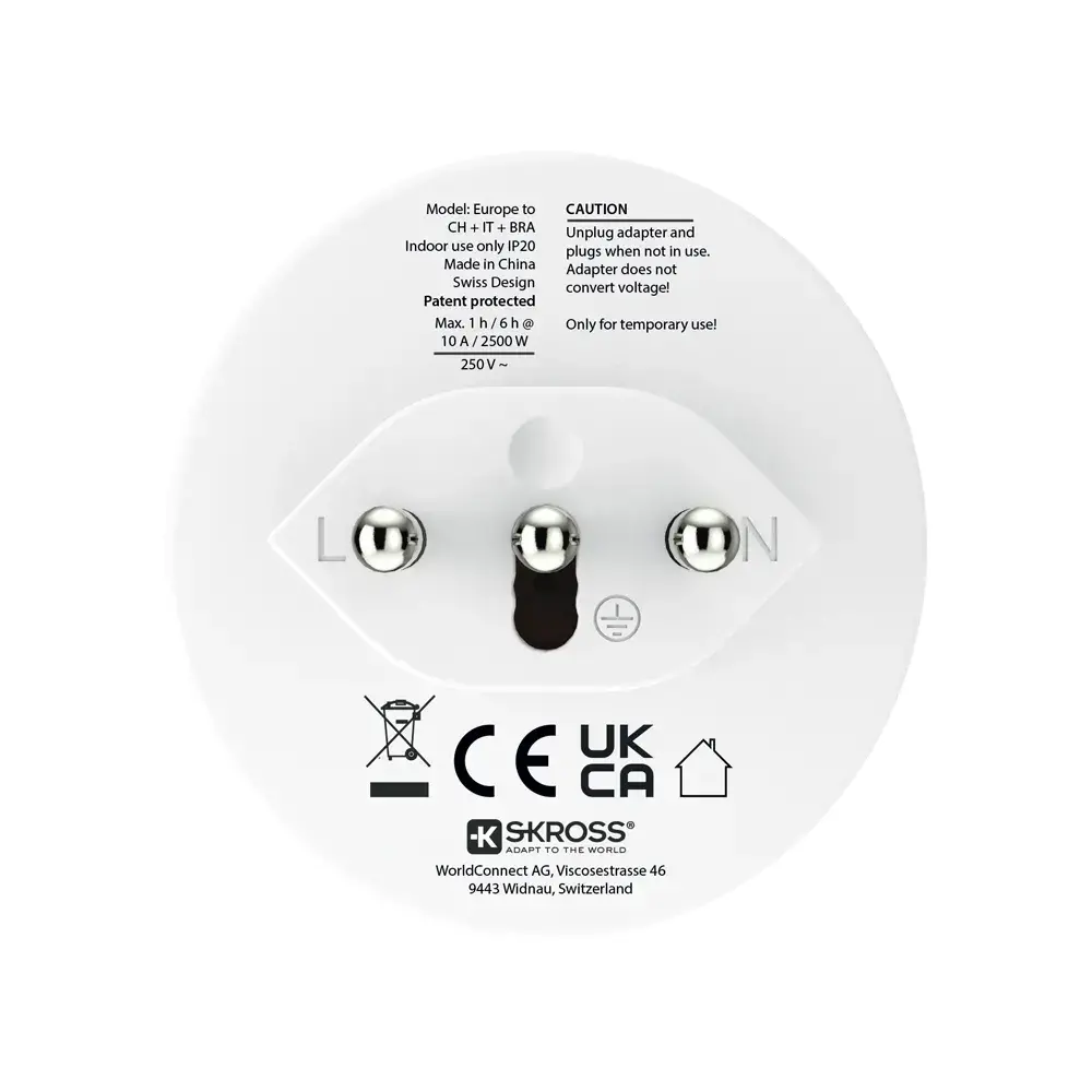 Skross универсален адаптер World to CH+IT+ Brasil, USB - image 3