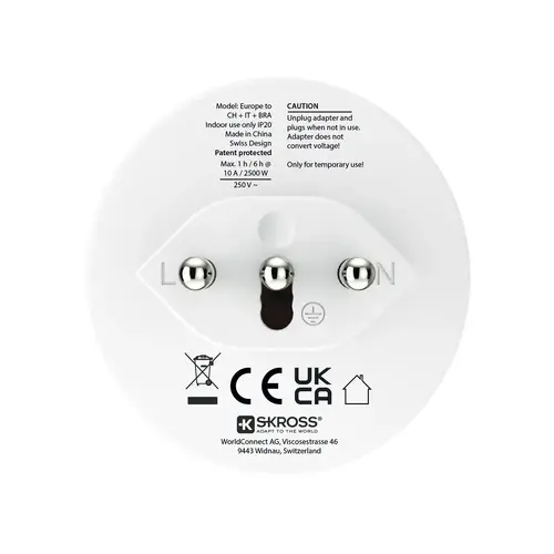 Skross универсален адаптер World to CH+IT+ Brasil, USB - image 3