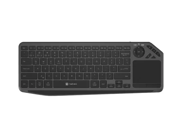 Клавиатура, Natec Turbot 2 Keyboard, US, Wireless, BT, 2.4GHz, X-Scissors with Touchpad for Smart TV, Black-Gray