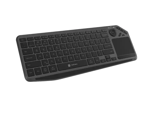 Клавиатура, Natec Turbot 2 Keyboard, US, Wireless, BT, 2.4GHz, X-Scissors with Touchpad for Smart TV, Black-Gray - image 1
