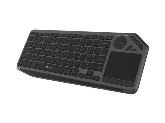 Клавиатура, Natec Turbot 2 Keyboard, US, Wireless, BT, 2.4GHz, X-Scissors with Touchpad for Smart TV, Black-Gray - image 2