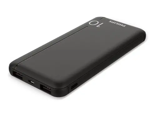 PHILIPS Baterie externă 10 000mAh cu 2 porturi USB A și USB C, Negru - 1