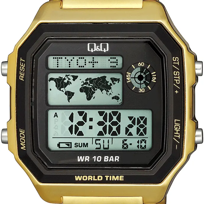 Ceas digital pentru bărbați Q&Q World Time - M196J007Y - image 1