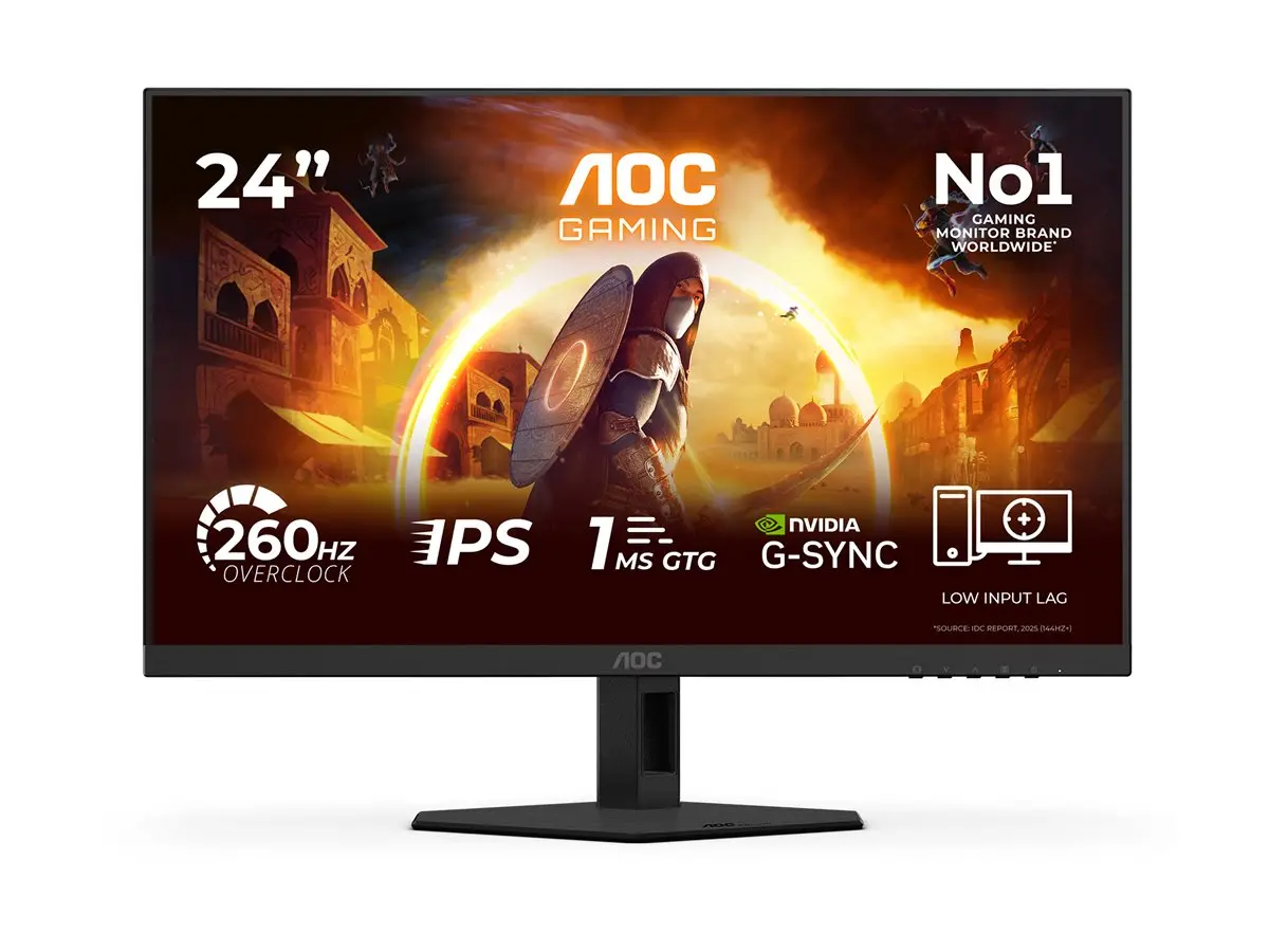 Монитор, AOC 24G4ZRE, 23.8" Fast IPS WLED, 1920x1080@260Hz (OC, Native 240Hz), 1ms GtG, 0.3ms MPRT, 300cd m/2, 1000:1, Adaptive Sync, FlickerFree, Anti Blue Light, Tilt, 2xHDMI, DP