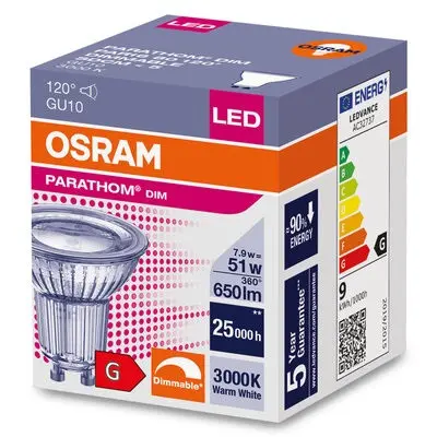 LED ЛАМПА PARATHOM DIM PAR16 80 120° 8W/930 GU10 LEDVANCE - image 1