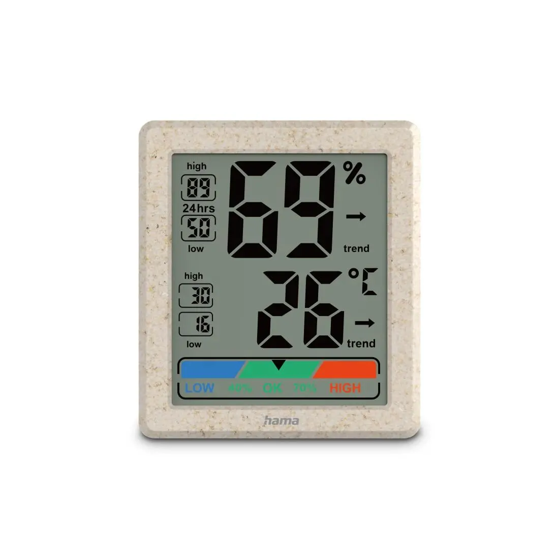 HAMA Θερμόμετρο και υγρόμετρο "Ponza", ψηφιακό, για εσωτερική χρήση, μπεζ