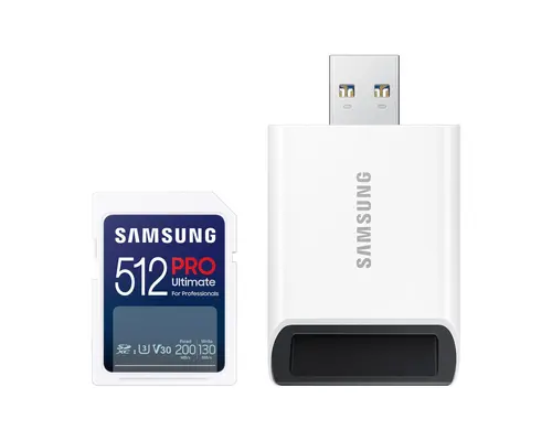 Памет, Samsung 512GB SD Card PRO Ultimate with USB Reader, U3, V30 , Read 200MB/s - Write 130MB/s